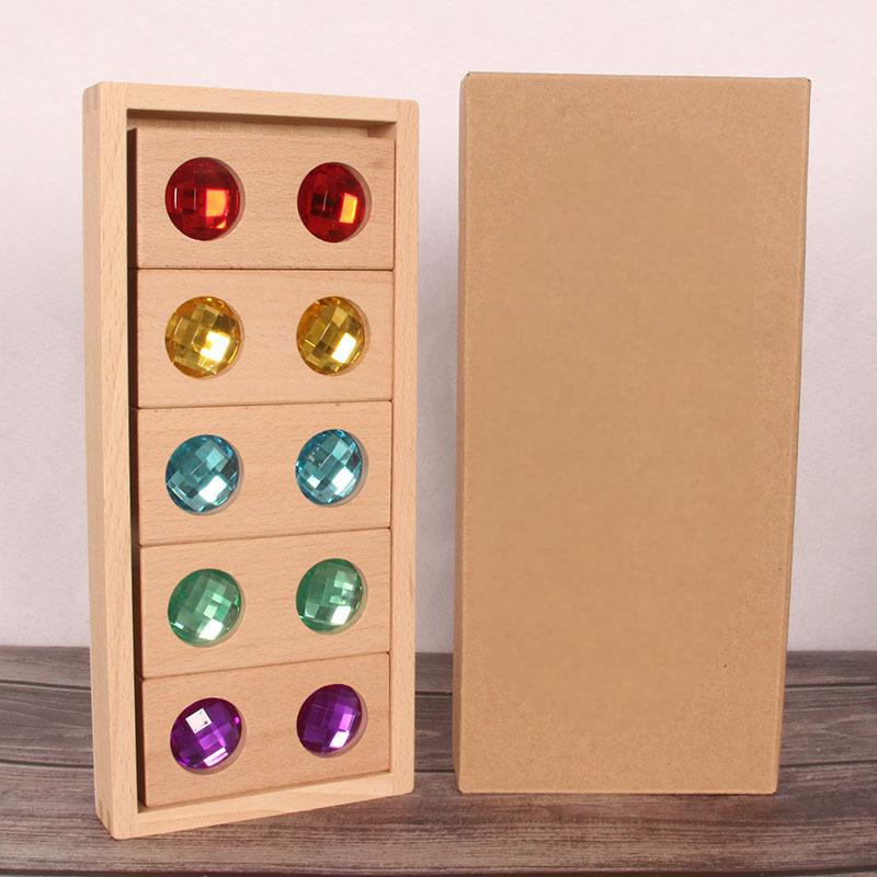 Houten glinsterblokken klein - Magneetfeest