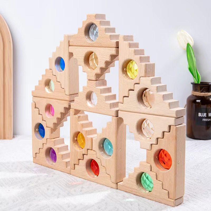 Houten triangel edelstenen - Magneetfeest