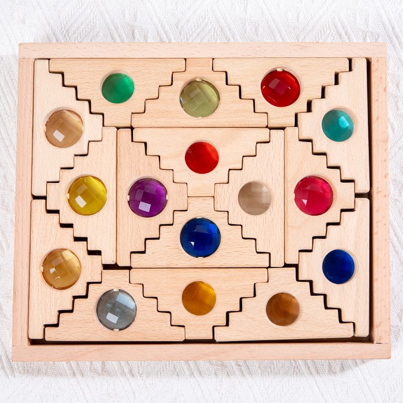 Houten triangel edelstenen - Magneetfeest