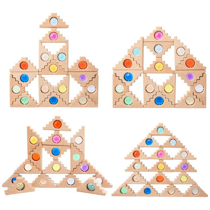 Houten triangel edelstenen - Magneetfeest