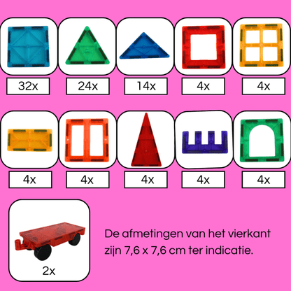 Trein set Magnetische tegels - 100-delig - Magneetfeest