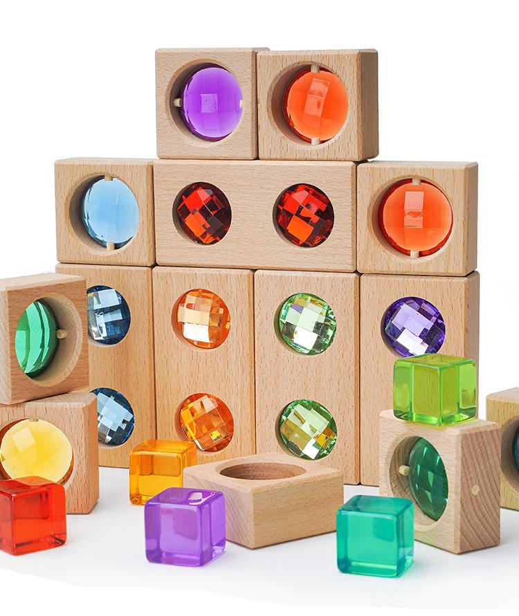 Houten bouwblokken glim - Magneetfeest