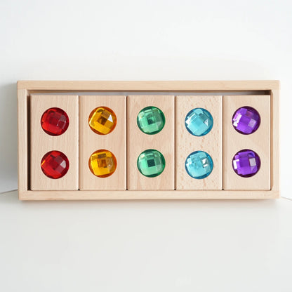 Houten glinsterblokken klein - Magneetfeest