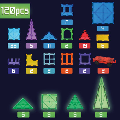Magnetische tegels glow 120 stuks - Magneetfeest