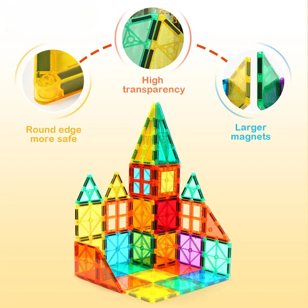Knikkerbaan set Magnetische tegels - 100-delig - Magneetfeest