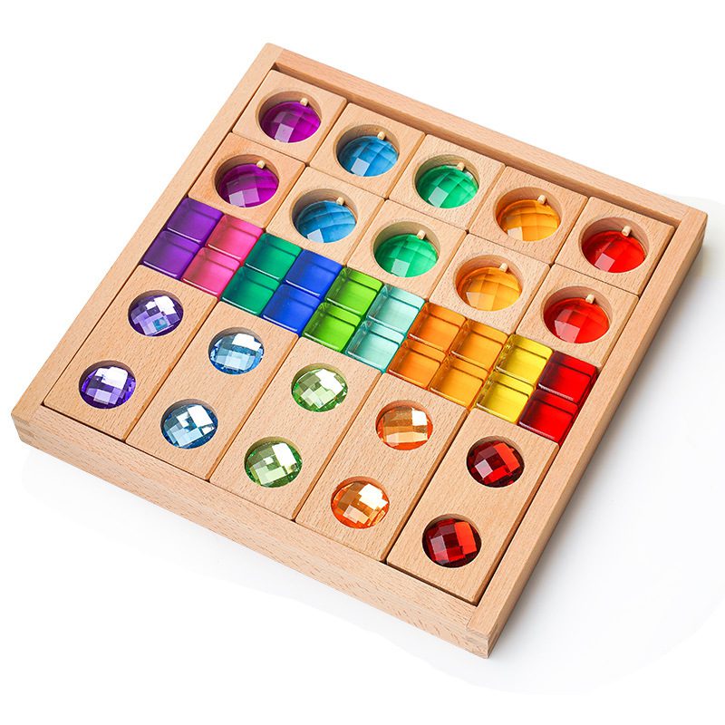 Houten bouwblokken glim - Magneetfeest