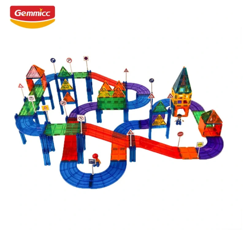 Racebaan set Magnetische tegels - 221-delig - Magneetfeest