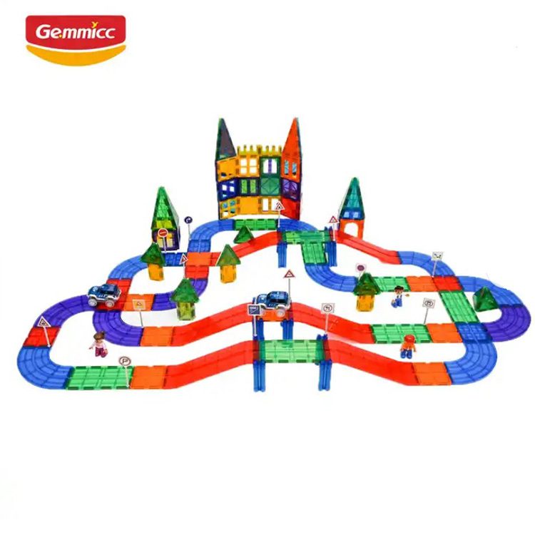 Racebaan set Magnetische tegels - 184-delig - Magneetfeest