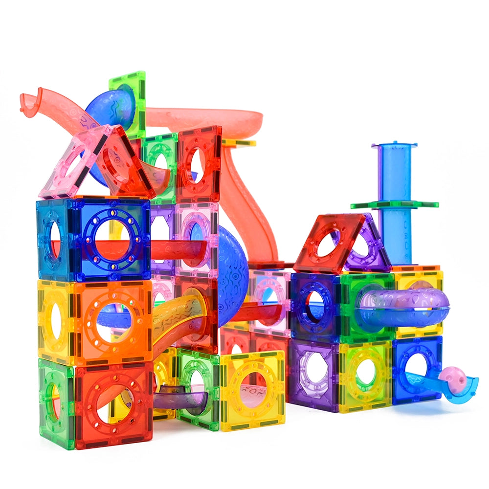 Knikkerbaan set Magnetische tegels - 100-delig - Magneetfeest