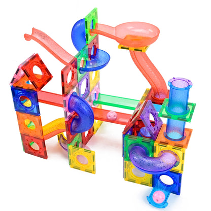 Knikkerbaan set Magnetische tegels - 100-delig - Magneetfeest