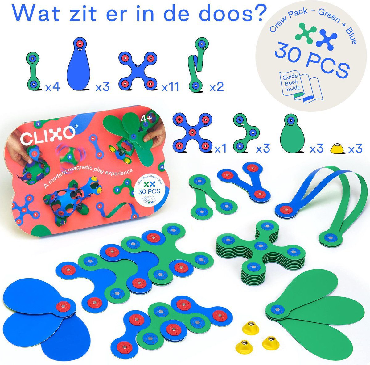 Clixo 30 Blauw/Groen - Magneetfeest
