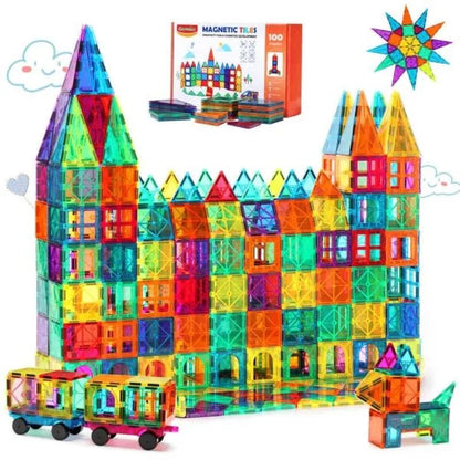 Trein set Magnetische tegels - 100-delig - Magneetfeest