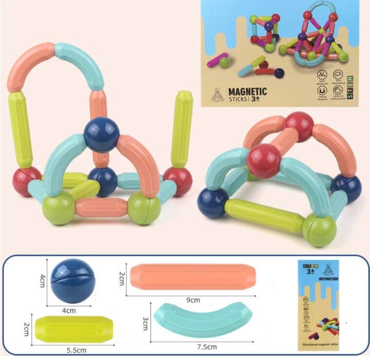 Magnetische staven en ballen 42 stuks - Magneetfeest