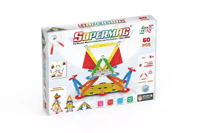 Supermag Multicolor 60 onderdelen - Magneetfeest