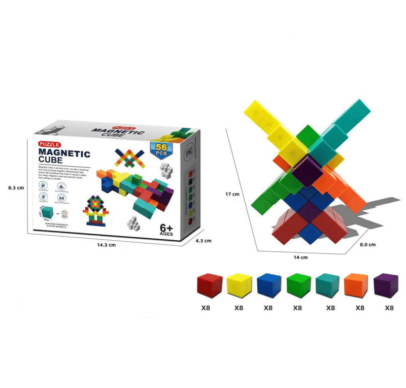 Magnetische Pixel blokken klein 56 stuks - Magneetfeest